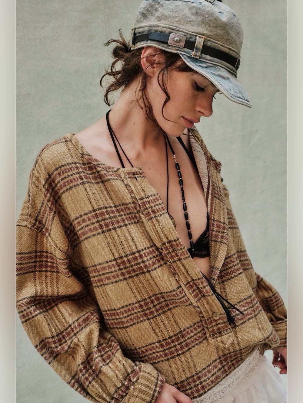 NWT Free People Washed Denim Cadet Hat